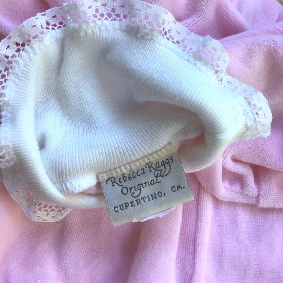 Rebecca Raggs Vintage Bubble Romper Size 24 Mos. Pink Sheep Velour 1990s Y2K - Picture 6 of 8